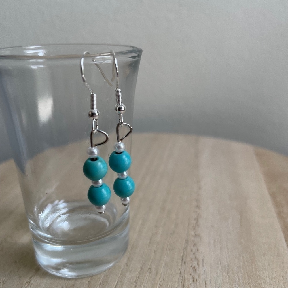 Deep Aqua Beaded Earrings